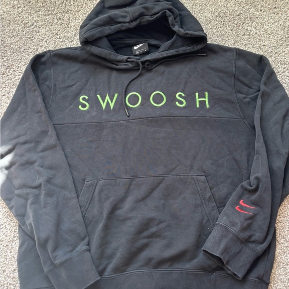 Nike Other - Nike Black Hoodie with Green Swoosh Text